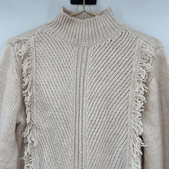 Ann Taylor Women's Long Sleeve Fringe Ribbed Turtleneck Sweater Women's M - Picture 3 of 10